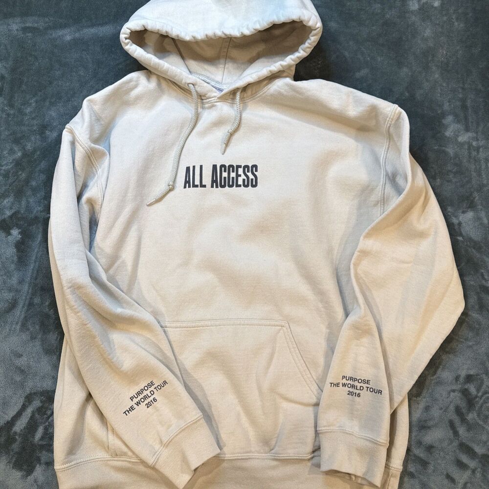 Justin Bieber 2016 Purpose Tour All Access Hoodie Size large Collectors Item